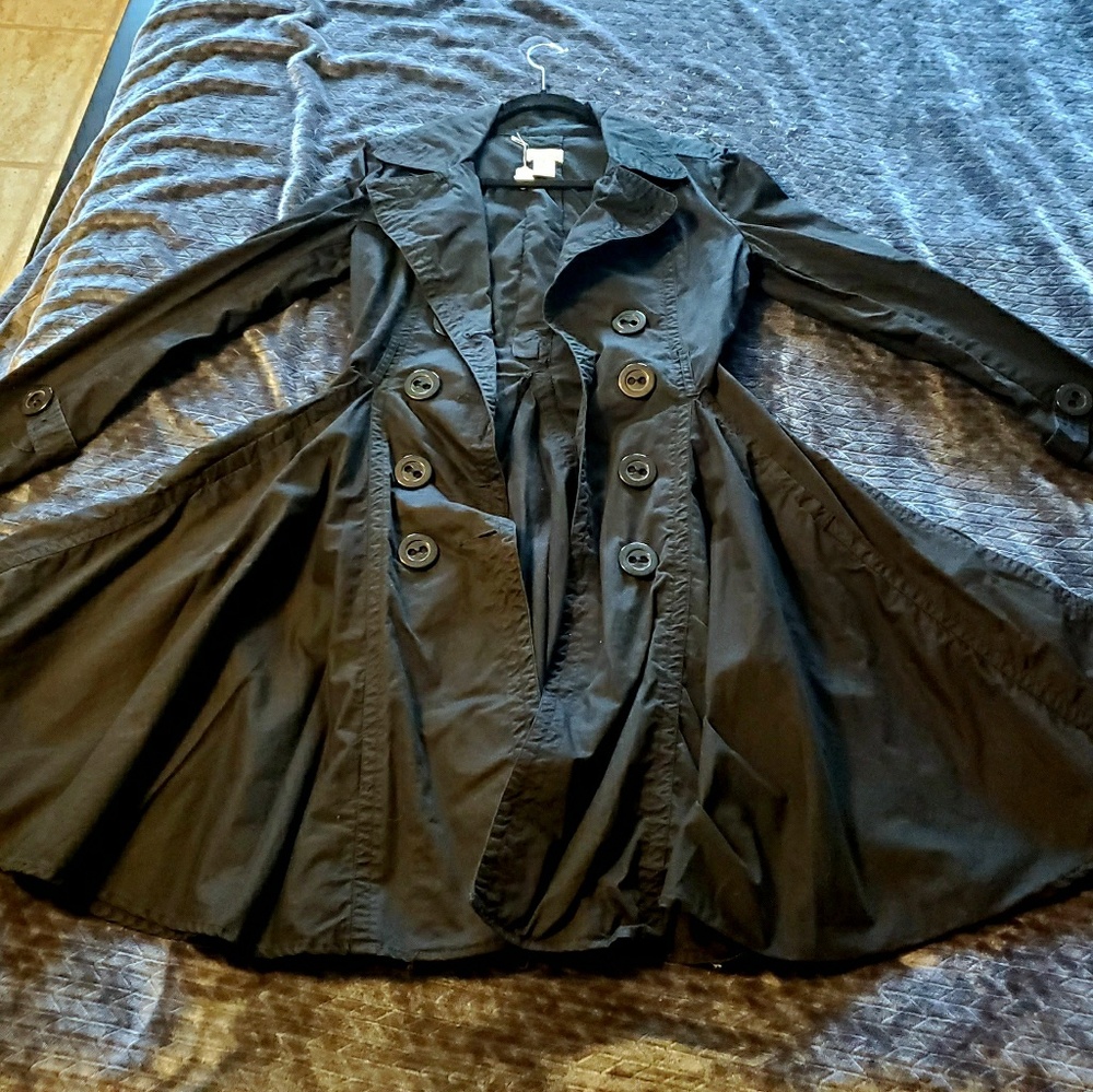 Black retro flared circle skirt jacket coat